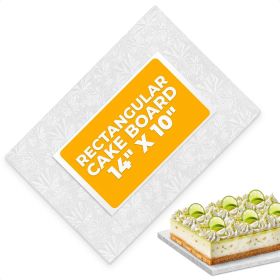 Cake Board Rectangle 14x10 inch Grease Proof Foil Rectangle Cake Boards with Double Wall Corrugated Design Smooth Wrapped Edges Sturdy White Disp